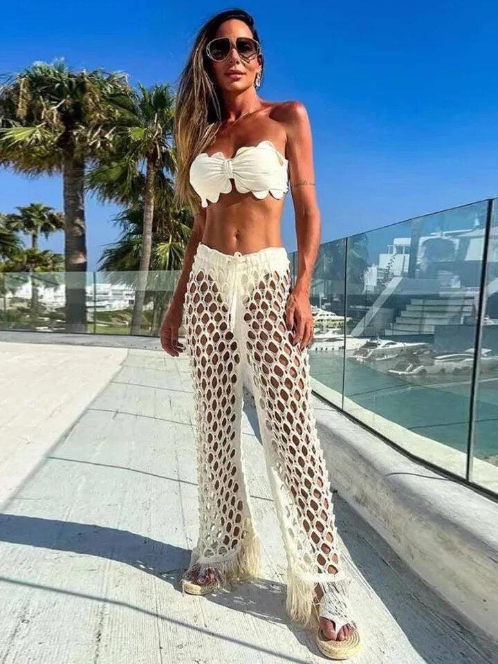 Bralette Top & Crochet Pant Coord Set
