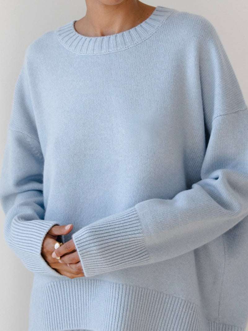 Skye Knit Set – Soft Crewneck Sweater & Pleated Skirt