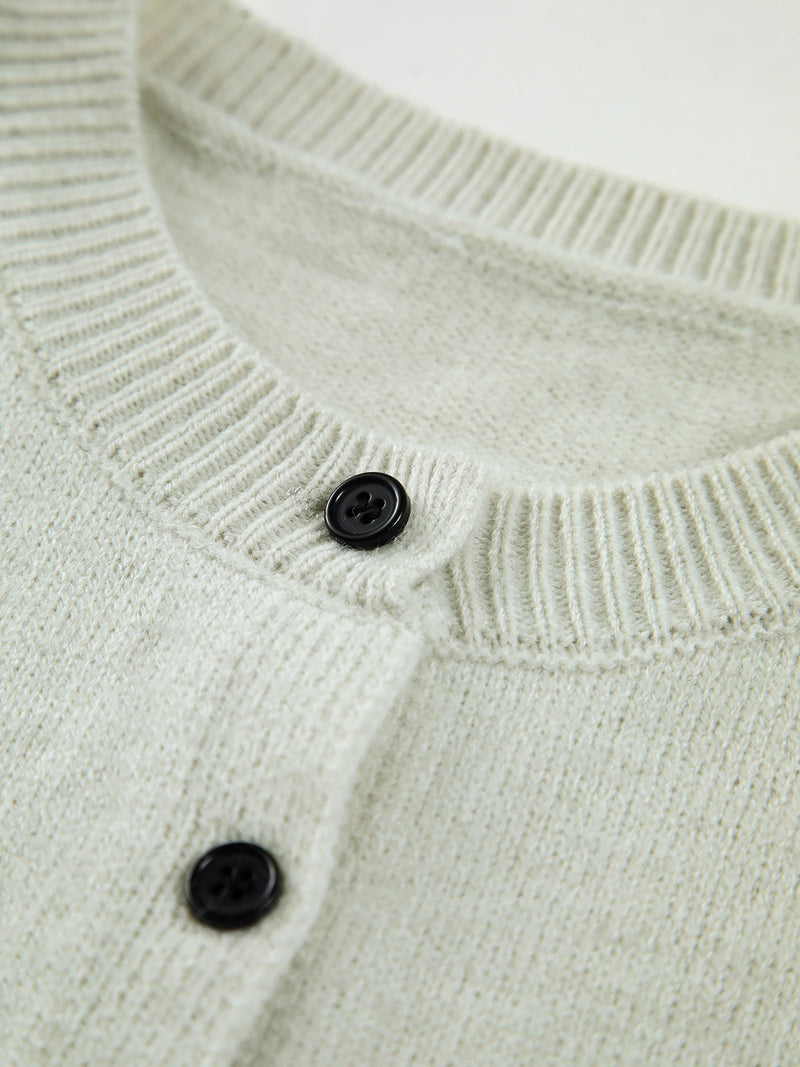 Willow Knit Vest - Button-front Sleeveless Cardigan