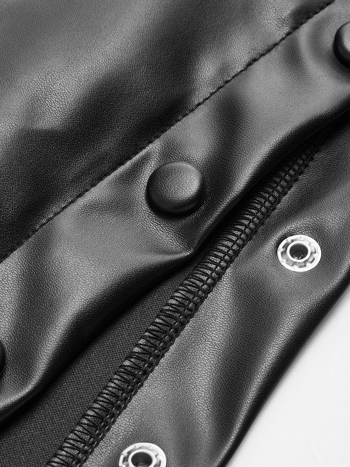 Ruffle Button Clasp Pu Leather Skirt