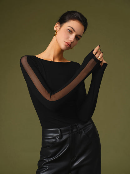 Florence | ’s Spring Stylish Mesh Sleeve T-shirt