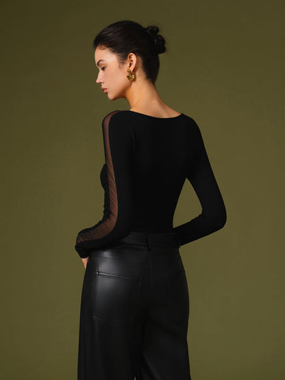 Florence | ’s Spring Stylish Mesh Sleeve T-shirt