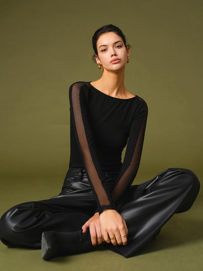 Florence | ’s Spring Stylish Mesh Sleeve T-shirt