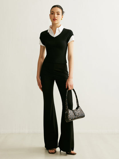 Polo Neck Color Block T-shirt