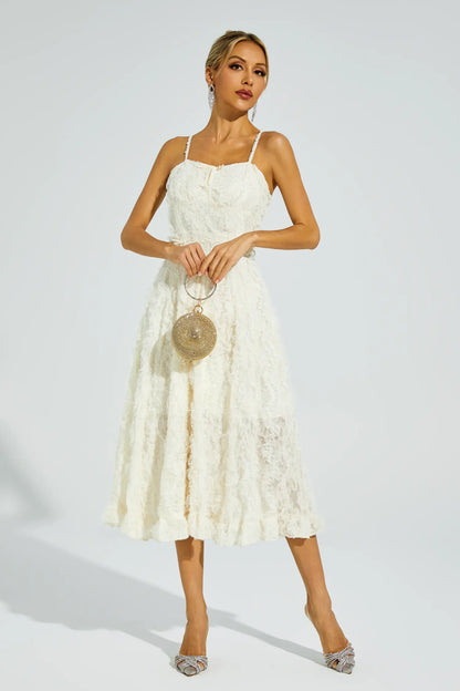Barnett Beige Feather Midi Dress