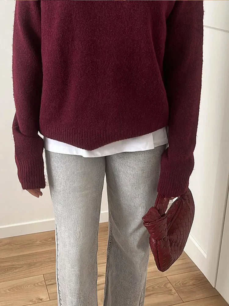 Knitted Long Sleeved Loose Christmas Sweater