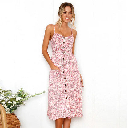 Beach Sling Seeveless Elegantes Vestiti Donna Midi Dresses