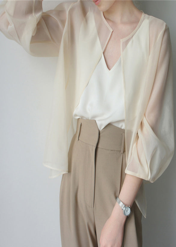 Apricot Organza Upf 50+ Cardigans Summer Tz014