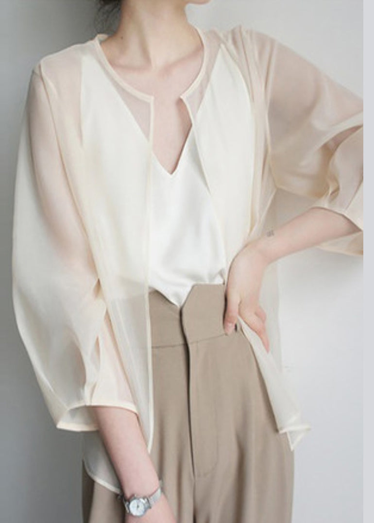 Apricot Organza Upf 50+ Cardigans Summer Tz014