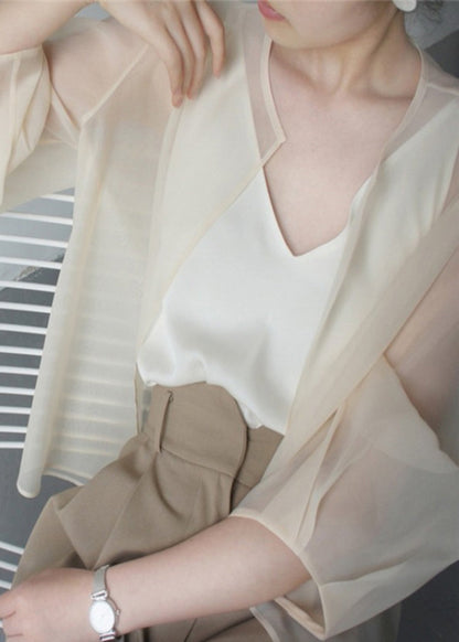 Apricot Organza Upf 50+ Cardigans Summer Tz014