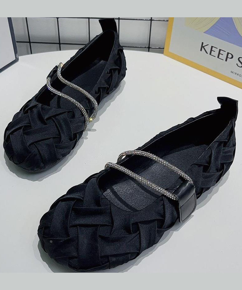Black Wrinkled Comfy Flat Shoes Ap1045