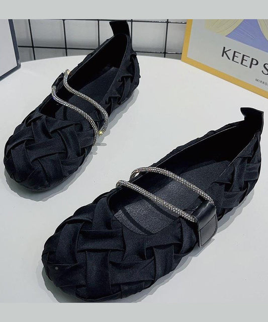 Black Wrinkled Comfy Flat Shoes Ap1045