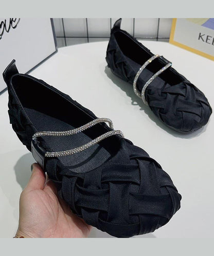 Black Wrinkled Comfy Flat Shoes Ap1045