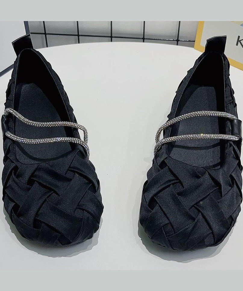Black Wrinkled Comfy Flat Shoes Ap1045