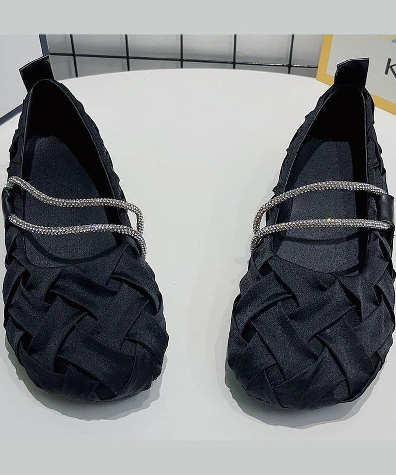 Black Wrinkled Comfy Flat Shoes Ap1045