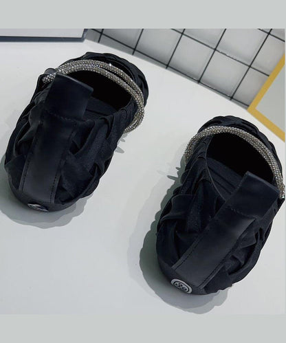 Black Wrinkled Comfy Flat Shoes Ap1045