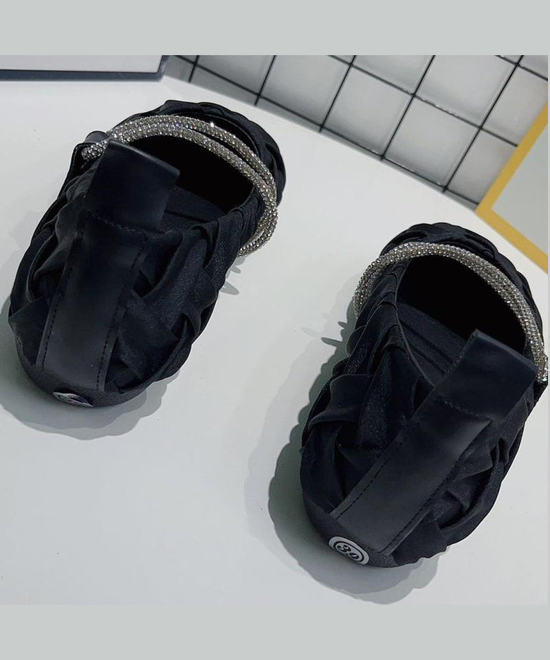 Black Wrinkled Comfy Flat Shoes Ap1045