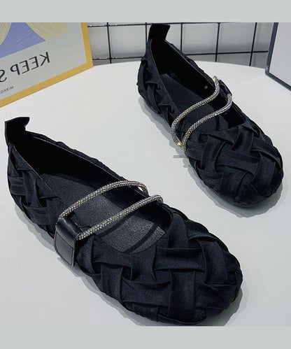 Black Wrinkled Comfy Flat Shoes Ap1045