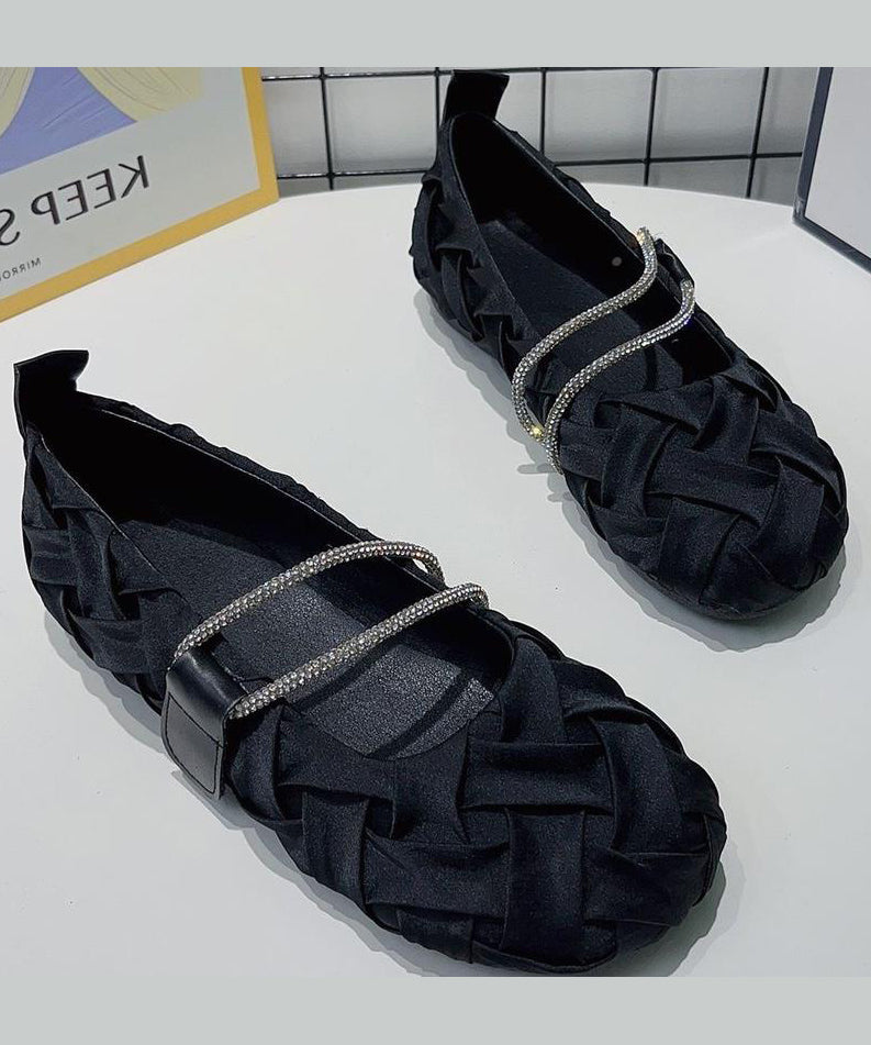 Black Wrinkled Comfy Flat Shoes Ap1045