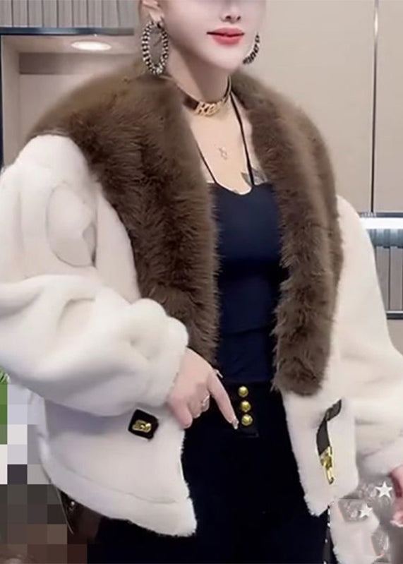 Orange Fur Collar Leather and Fur Coats Winter Ty017