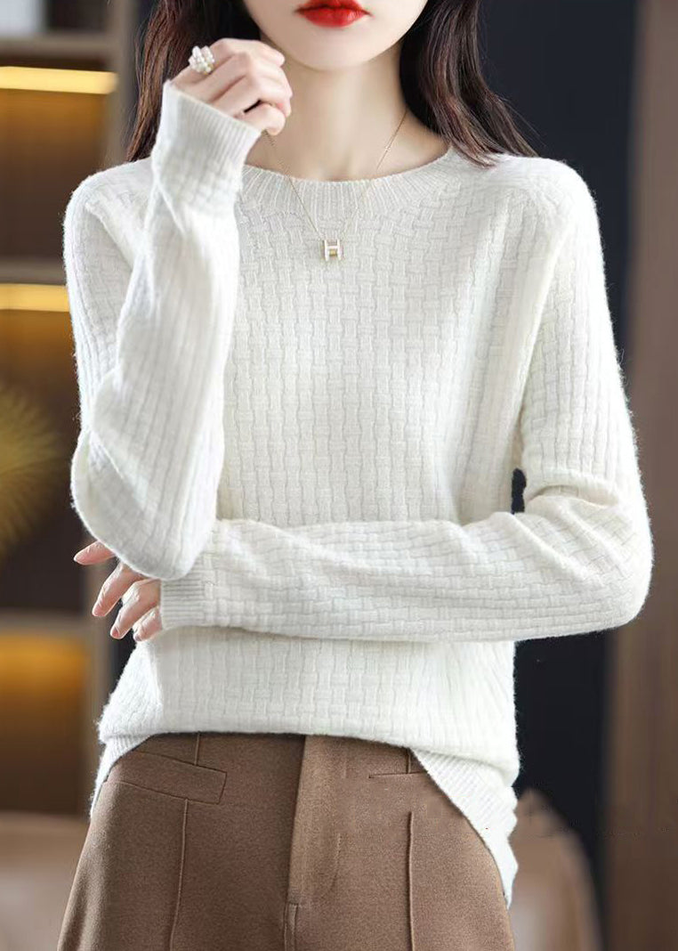 Pink O Neck Cotton Knit Sweaters Fall Qi016