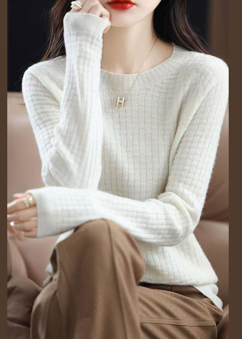 Pink O Neck Cotton Knit Sweaters Fall Qi016