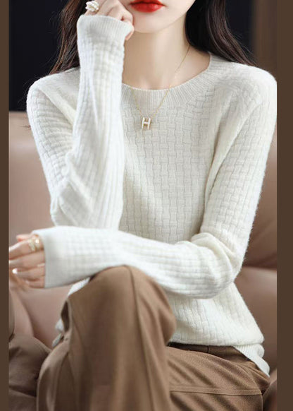 Pink O Neck Cotton Knit Sweaters Fall Qi016