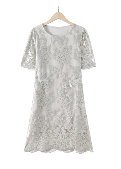 Silvery Jacquard Silk Maxi Dresses Summer Yy005