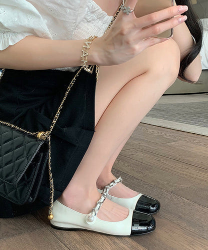 Feet Leather Silver Shoes Flat Splicing Faux Buckle