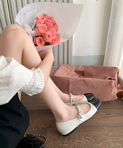 Feet Leather Silver Shoes Flat Splicing Faux Buckle