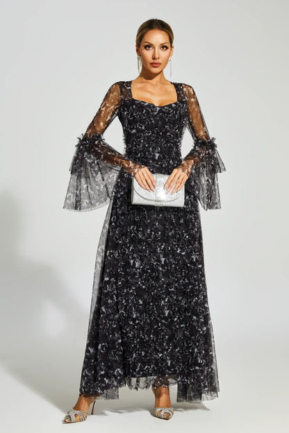 Becky Black Mesh Maxi Dress