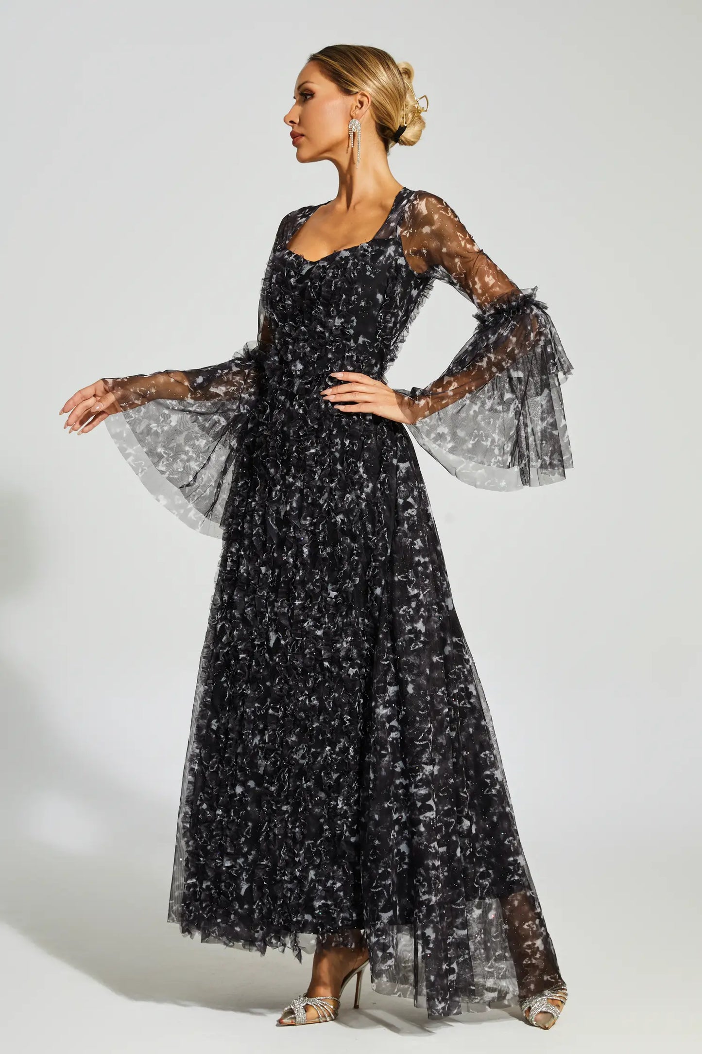 Becky Black Mesh Maxi Dress