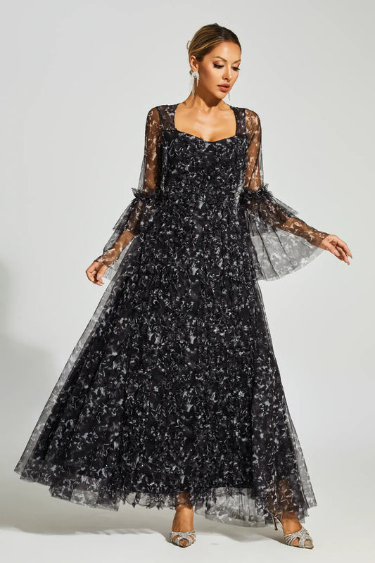 Becky Black Mesh Maxi Dress