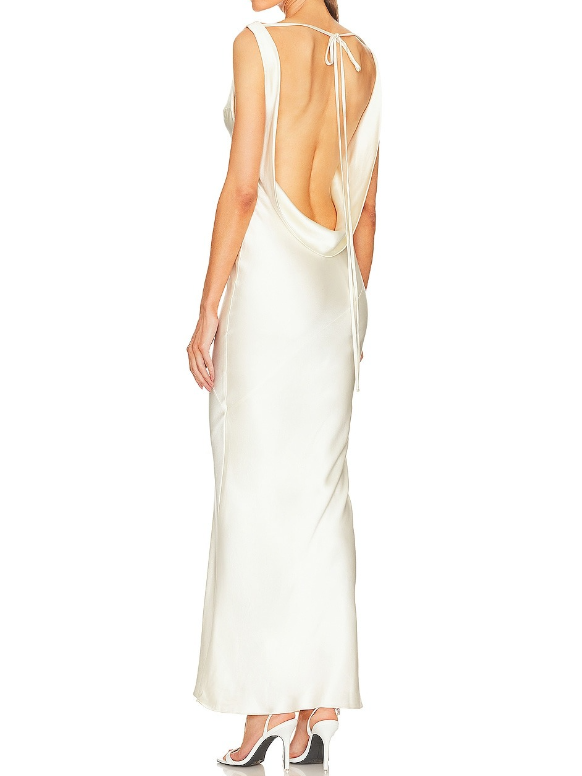 Beige Backless Holiday Maxi Dress