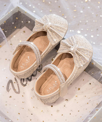 Bead Strap Fine Kids Princess Beige Bow Buckle Shoes Nail