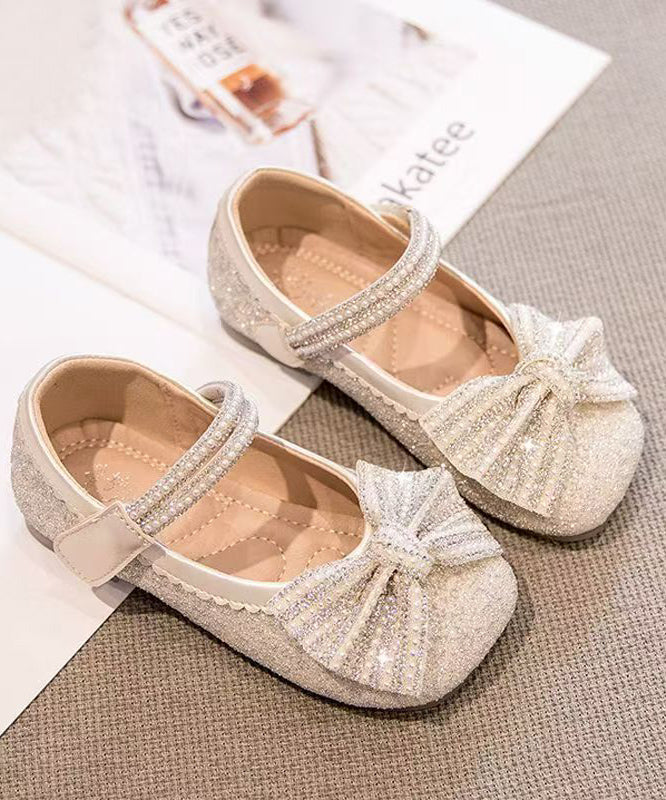 Bead Strap Fine Kids Princess Beige Bow Buckle Shoes Nail