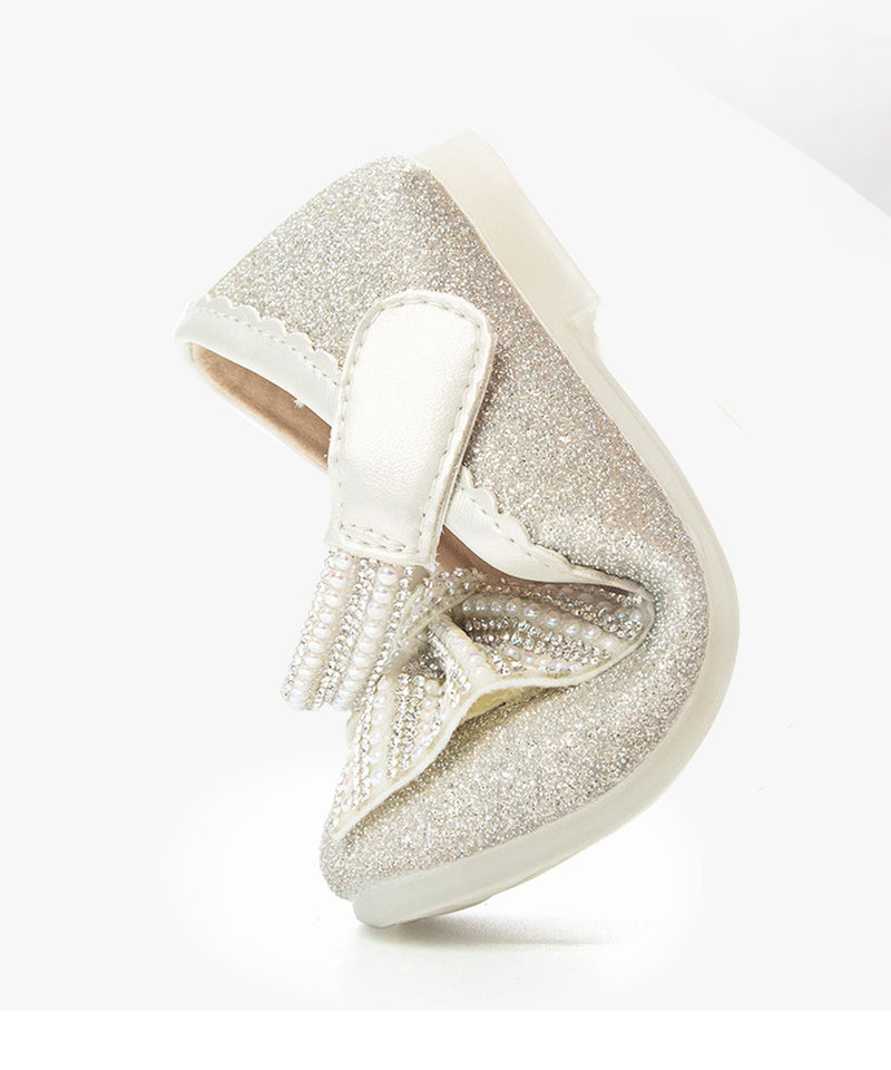 Bead Strap Fine Kids Princess Beige Bow Buckle Shoes Nail
