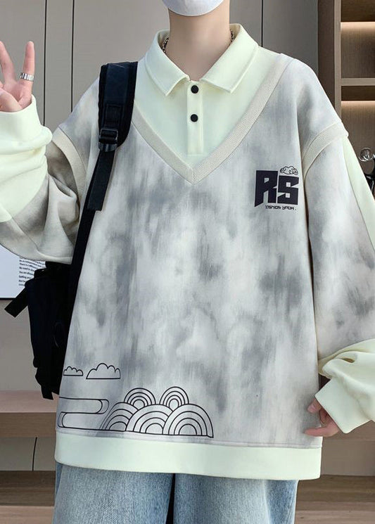 Peter Cotton Pieces Patchwork Sweatshirt Two Beige False Pan