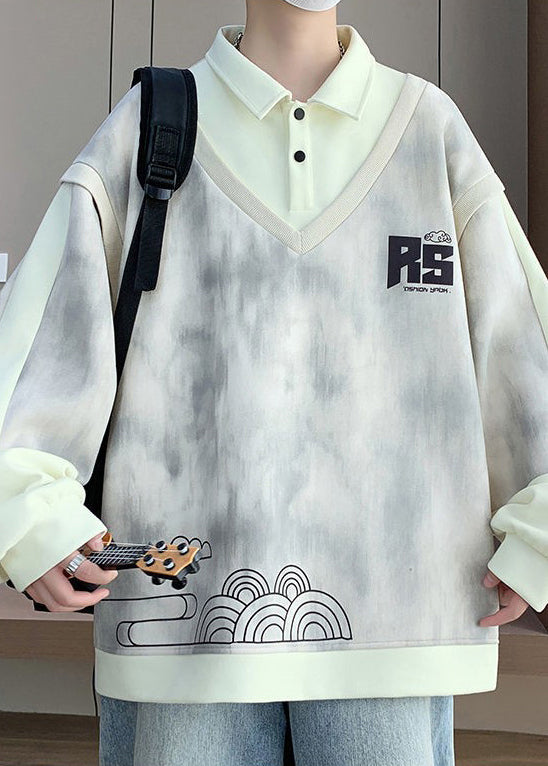 Peter Cotton Pieces Patchwork Sweatshirt Two Beige False Pan