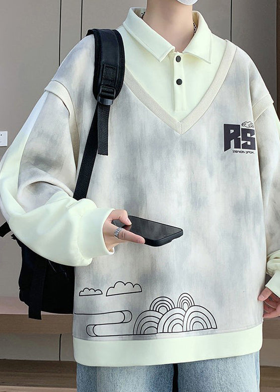 Peter Cotton Pieces Patchwork Sweatshirt Two Beige False Pan