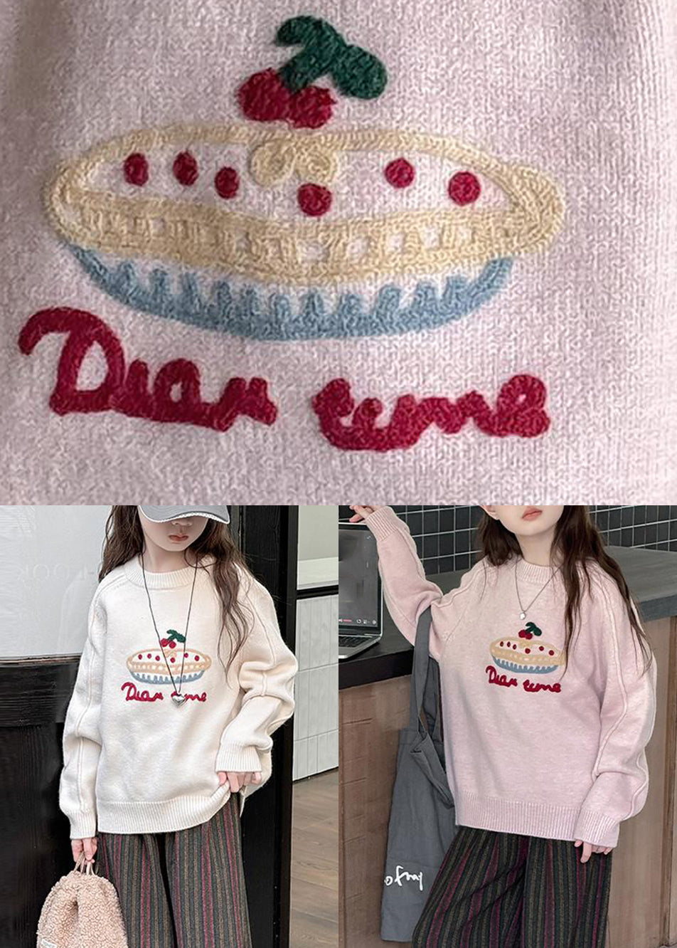 Beige Patchwork Warm Fleece Cotton Knit Sweaters Spring Tp031