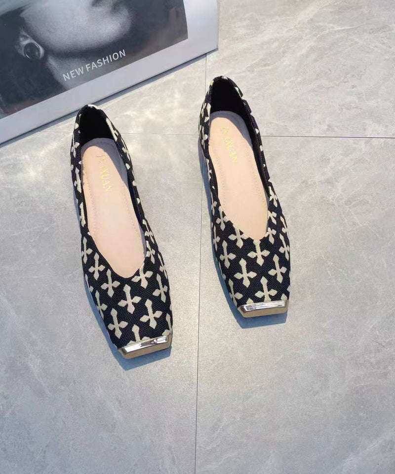 Shoes Feet Cotton Beige Fabric Flat Print New