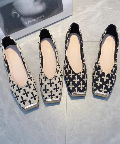 Shoes Feet Cotton Beige Fabric Flat Print New
