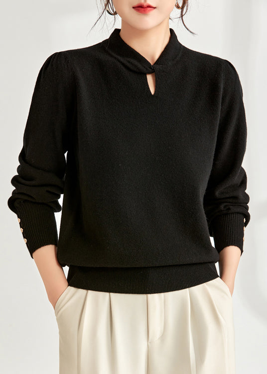 Beige Loose Wool Knit Sweater Hollow Out Spring Tf020