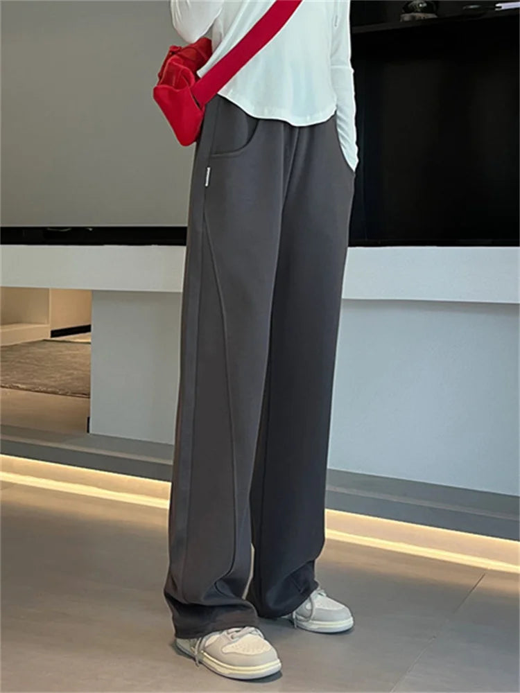 Korean Autumn High Waist Wide Leg Sweatpants