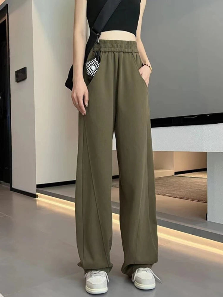 Korean Autumn High Waist Wide Leg Sweatpants