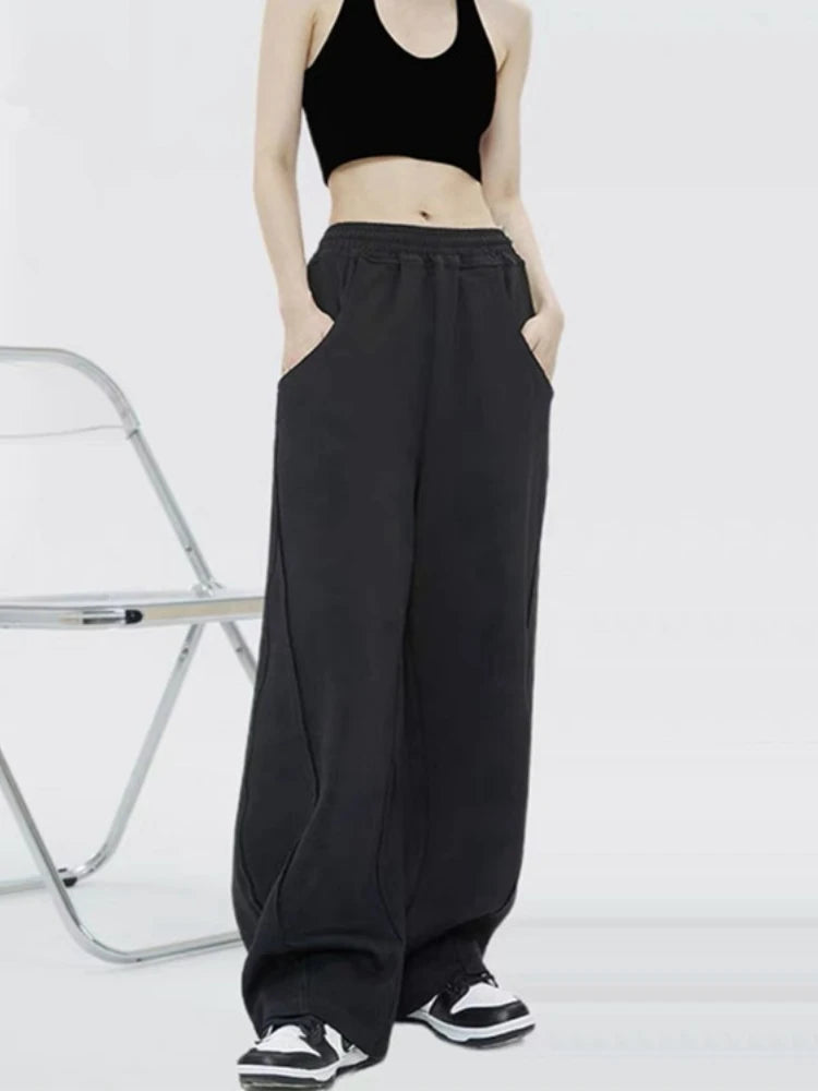 Korean Autumn High Waist Wide Leg Sweatpants
