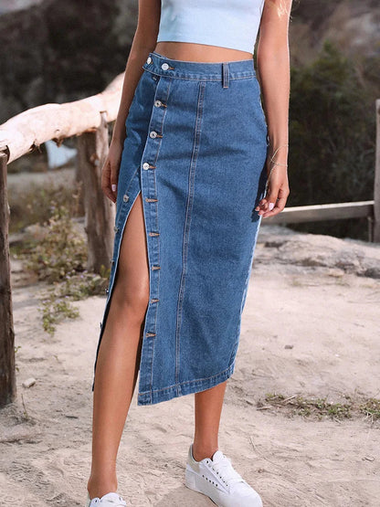 Dressbetty - Button Denim Skirt Bodycon Long Skirt
