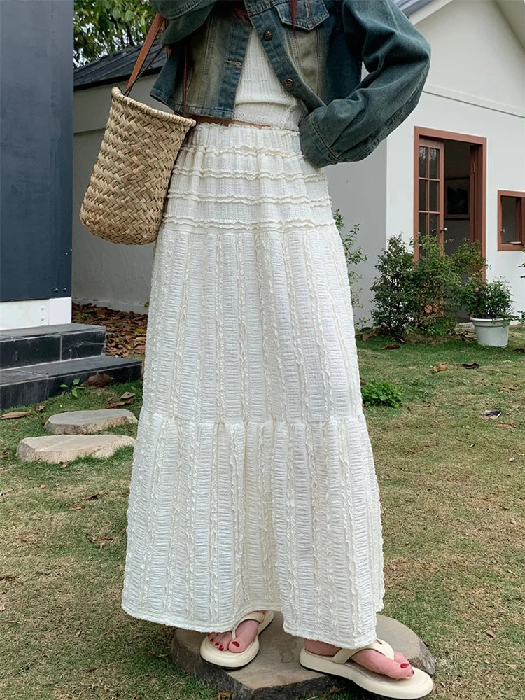 Dressbetty - Ruffle Hem Maxi A-line Skirt