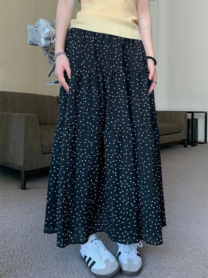 Dressbetty - Polka Dot Sweet Cake A-line Maxi Skirt
